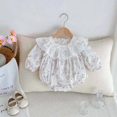 Kids Baby Girls Casual Cute Plaid Print Long Sleeve Romper Pullover