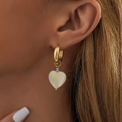 Personalized Simple Geometric Heart-Shaped Pendant Copper Earrings