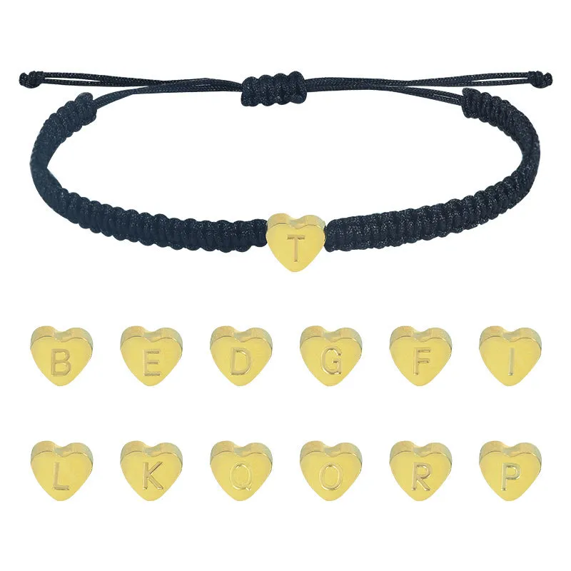 Simple Alphabet Stainless Steel Woven Cord Bracelet