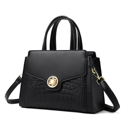 Women Casual Simple Solid Color Large Capacity PU Handbag