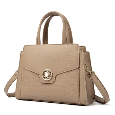 Women Casual Simple Solid Color Large Capacity PU Handbag