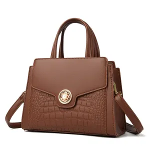 Women Casual Simple Solid Color Large Capacity PU Handbag