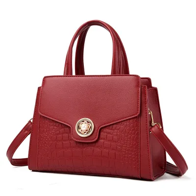 Women Casual Simple Solid Color Large Capacity PU Handbag