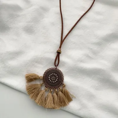 Women Fashion Retro Boho Butterfly Flower Tassel Pendant Necklace