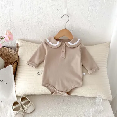 Kids Baby Boys Girls Casual Cute College Long Sleeve Triangle Climb Romper with Hidden Button