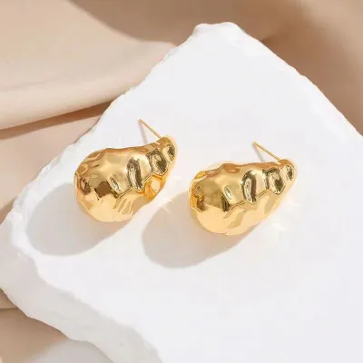 Women Fashion Simple 18k Gold Plated Water Drop Earrings