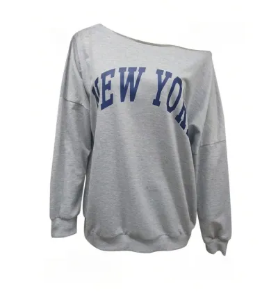 Women Casual Loose Off Shoulder Letter Print Sweatshirt