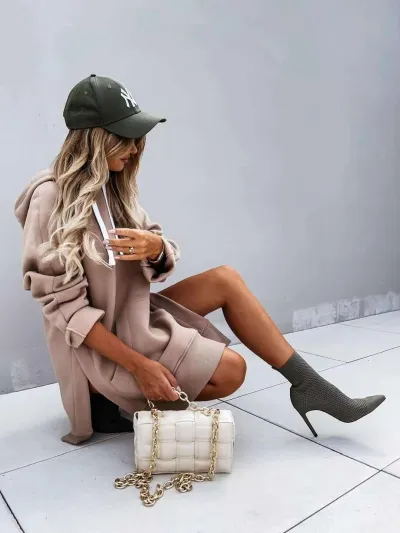 Women Casual Loose Fit Hoodie Pullover Solid Color Raglan Sleeves