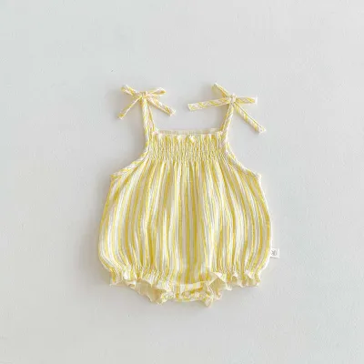 Kids Baby Girls Sweet Sleeveless Cotton Romper with Tiny Flower Print