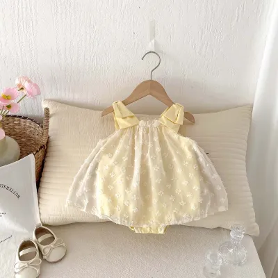 Kids Baby Girls Casual Cute Sleeveless Mesh Triangle Climb Romper Princess 100% Cotton