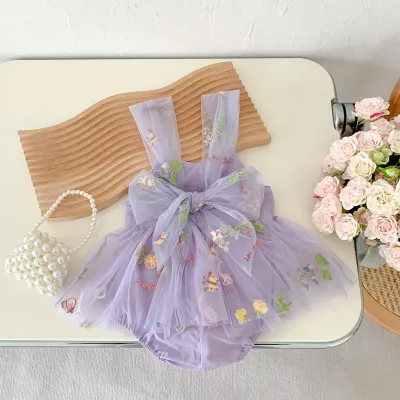 Kids Baby Girls Casual Cute Sleeveless Mesh Romper 0-3T
