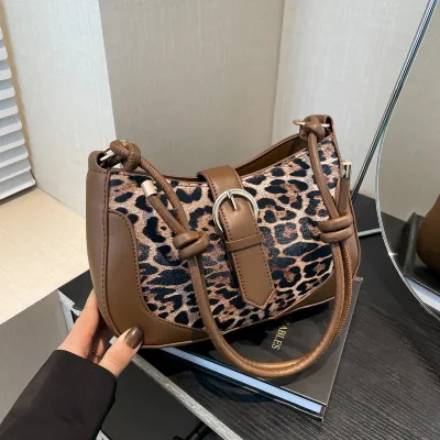 Women Fashion Leopard Dumpling-Shaped Shoulder Bag