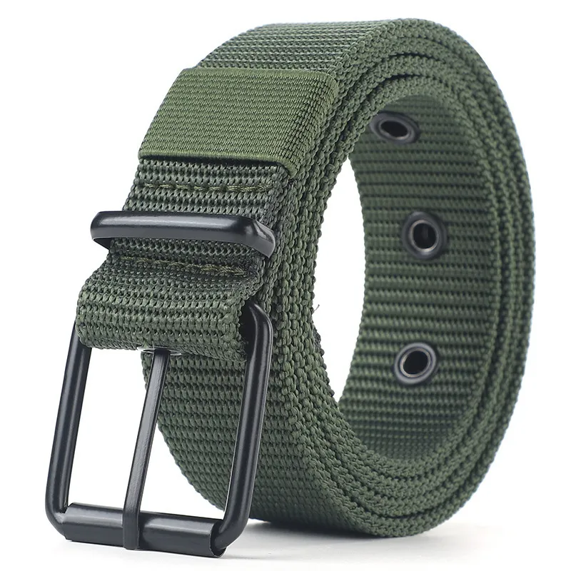Men's Simple Solid Color Nylon Canvas Braided Pin Buckle Belt