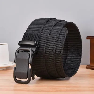 Cinturón de nailon con hebilla automática de color sólido simple a la moda para hombre