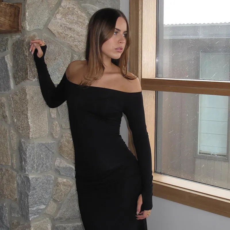 Women Sexy Off Shoulder Hollow Long Sleeve T-Shirt Urban Style Slim Fit