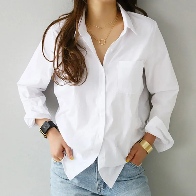Women Casual Lapel Long-Sleeved Blouse Solid Color Cardigan