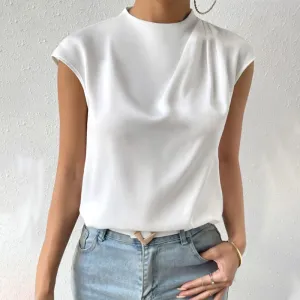 Women Elegant Satin Loose Sleeveless Blouse