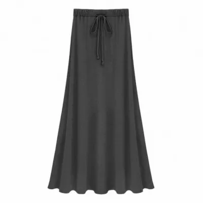 Women Casual High Waist Side Split A-Line Skirt Solid Color