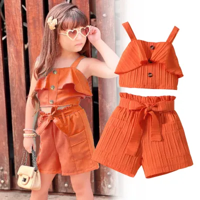 Wholesale Kids Toddler Girls Casual Cute Print Short Sleeve Top Trousers Sets