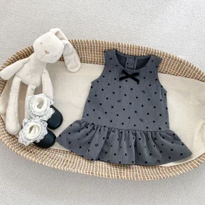 Kids Baby Girls Casual Cute Polka Dot Sleeveless Ruffled Skirt Dress Sweet Style