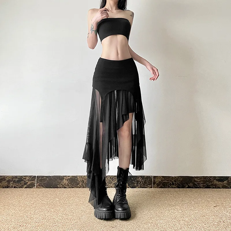 Women Fashion Sexy Irregular Hem Slim-Fit High Waist Skirt