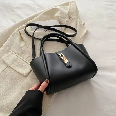 Women Fashion Casual Solid Color PU Handbag Two-Piece Set