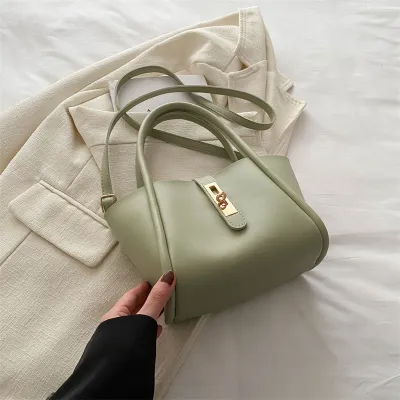 Women Fashion Casual Solid Color PU Handbag Two-Piece Set