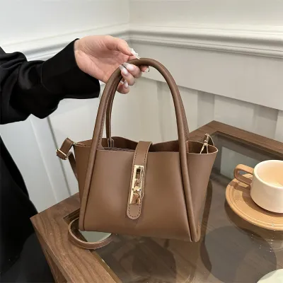 Women Fashion Casual Solid Color Pu Leather Handbag Two-Piece Set
