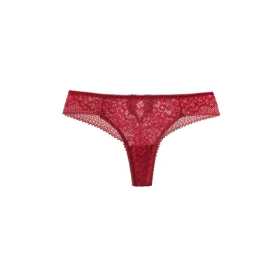 Women Sexy Solid Color Lace Hollow-Out Thong Panties