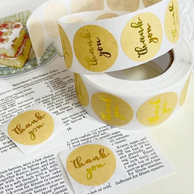 Round Shape Thanks Slogan Sticker Roll 25mm 500 Post/Roll