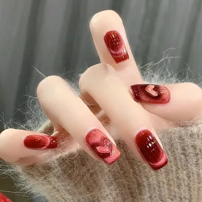 Fashion Love Cat'S Eye Shiny Removable Press On Nails
