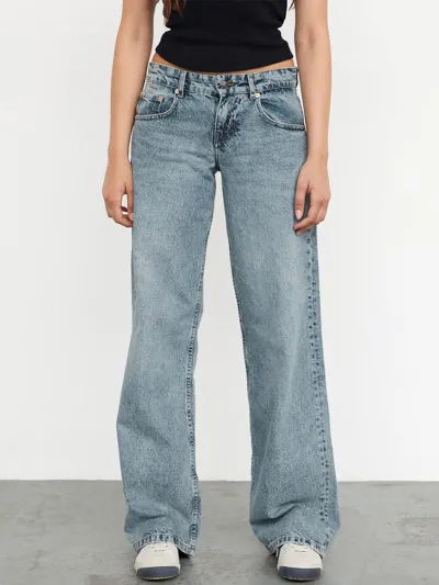 Women Casual Solid Color Straight Leg Jeans Low Waist Micro-Type