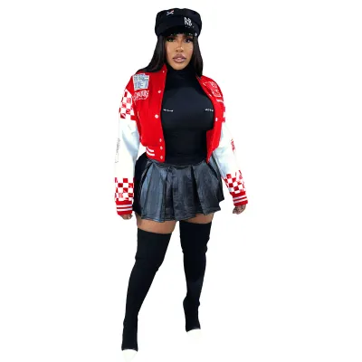 Women's Casual Double Thread Woolen Letter Printed Single Breasted Jacket