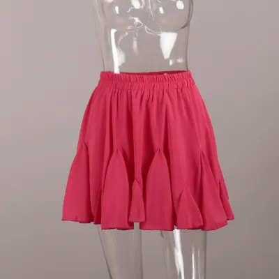Street Women Fashion Solid Color Pleated Skirt