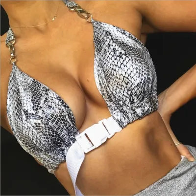 Women Sexy Halter-Neck Sleeveless Belted Crop Top
