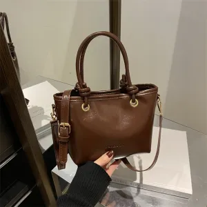 Women Urban Simple PU Handbag Basket Bag Horizontal Square Autumn Winter
