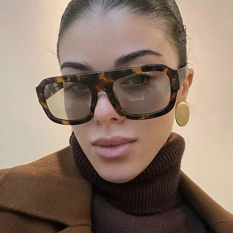 Fashion Simple Single Beam Square Large Frame Sunglasses