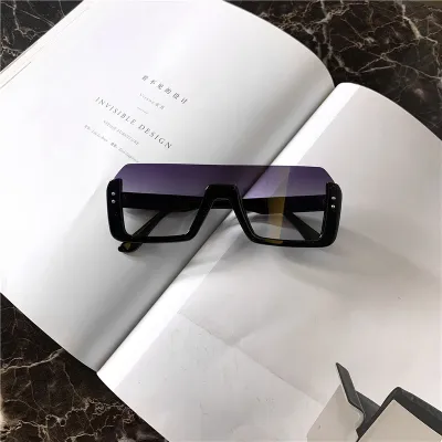 Fashion Gradient Half Frame Square Sunglasses