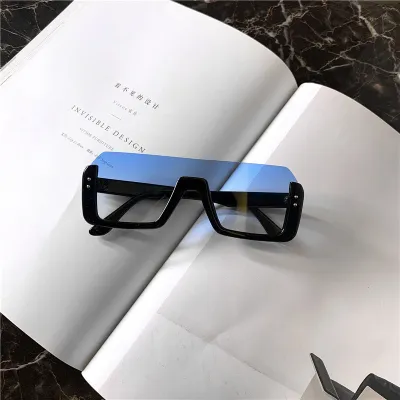 Fashion Gradient Half Frame Square Sunglasses
