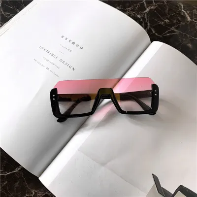 Fashion Gradient Half Frame Square Sunglasses