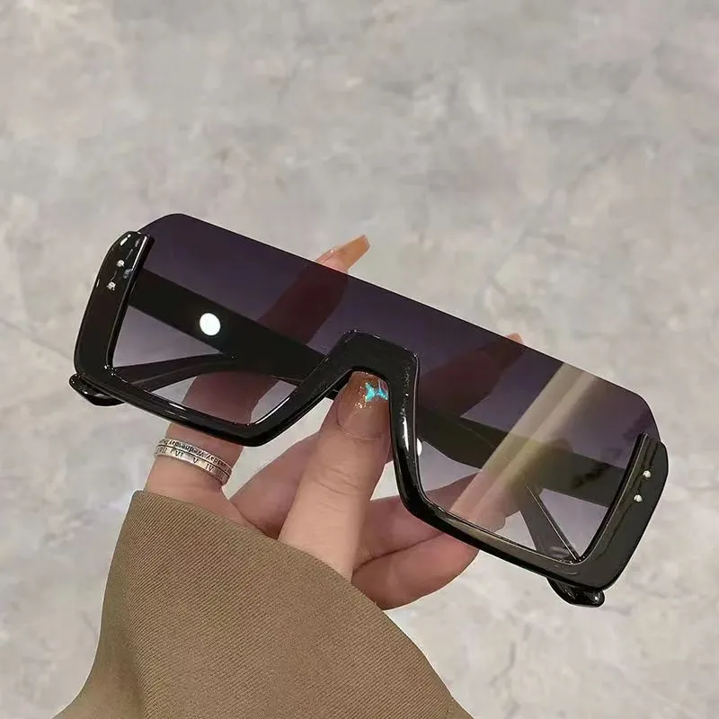 Fashion Gradient Half Frame Square Sunglasses