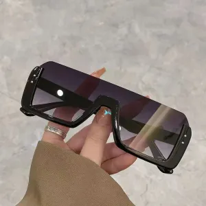 Fashion Gradient Half Frame Square Sunglasses