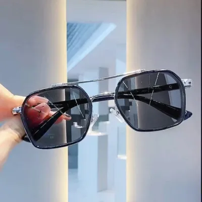 Fashion Color Changing Double Beam Sunscreen Square Sunglasses