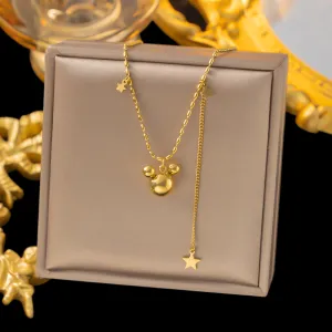 Women Fashion Five-Pointed Star Titanium Steel Pendant Necklace