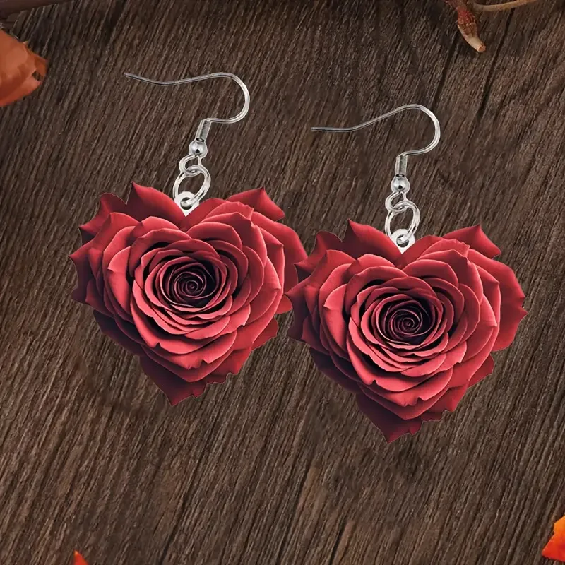 Fashion Rose Love Acrylic Vintage Earrings