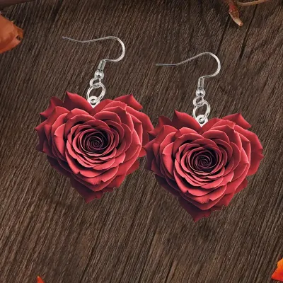 Fashion Rose Love Acrylic Vintage Earrings
