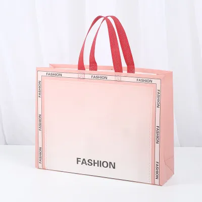 Fashion Gradient Color Letter Printing Non-Woven Shopping Bag With Bottom And Side