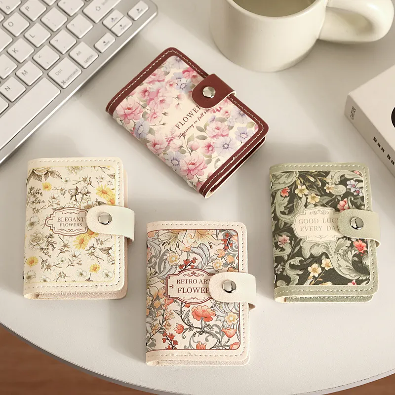 Women Fashion Elegant Flower Oil Painted Multi-Card Wallets