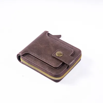 Men Fashion Solid Color Three-Fold Multi-Functional Wallet PU Cowhide Lining