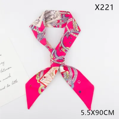 Women Fashion Beige Poker Pattern Long Silk Scarf